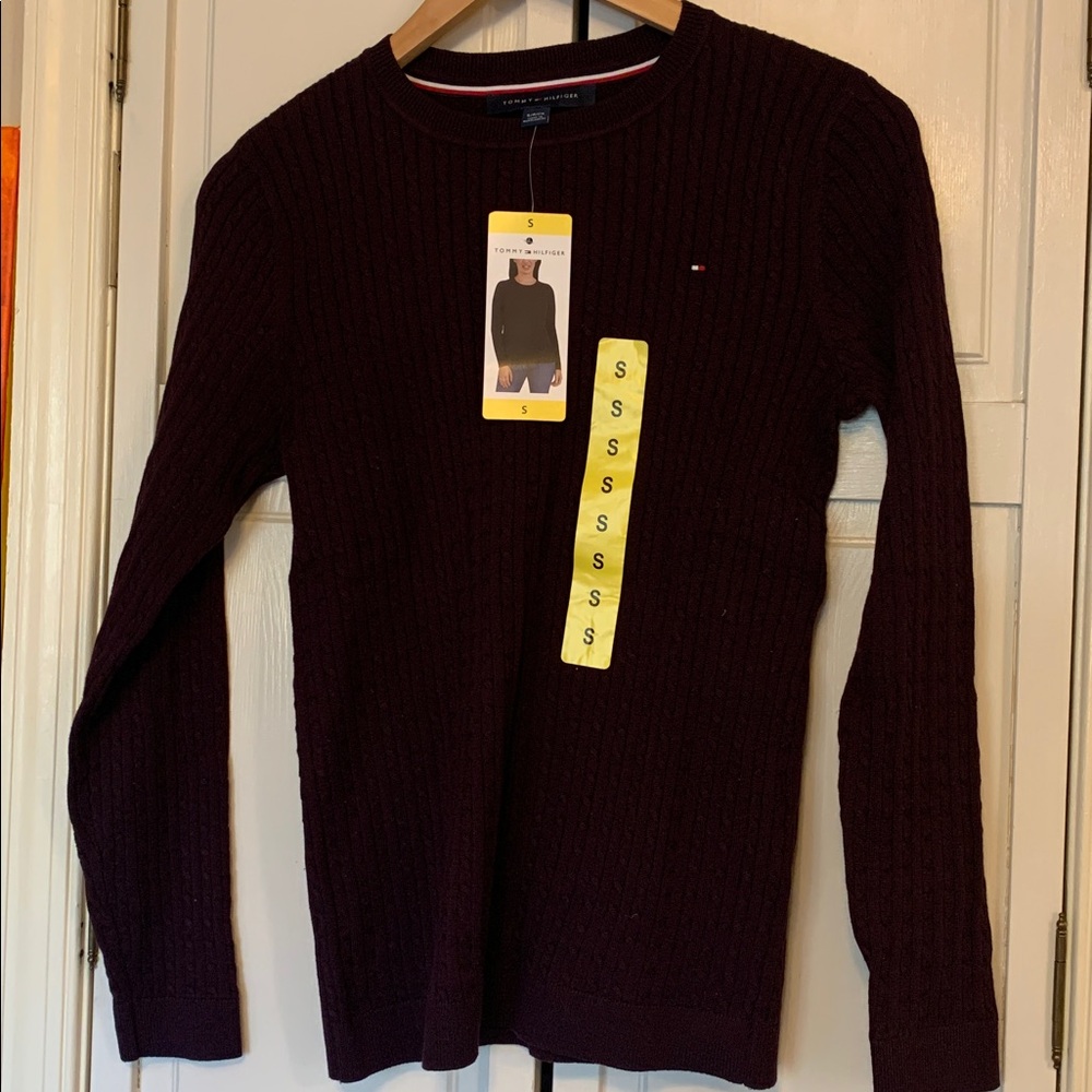 100 Cotton,Tommy Hilfiger women Deep dark purple Crewneck Sweater - Picture 10 of 10